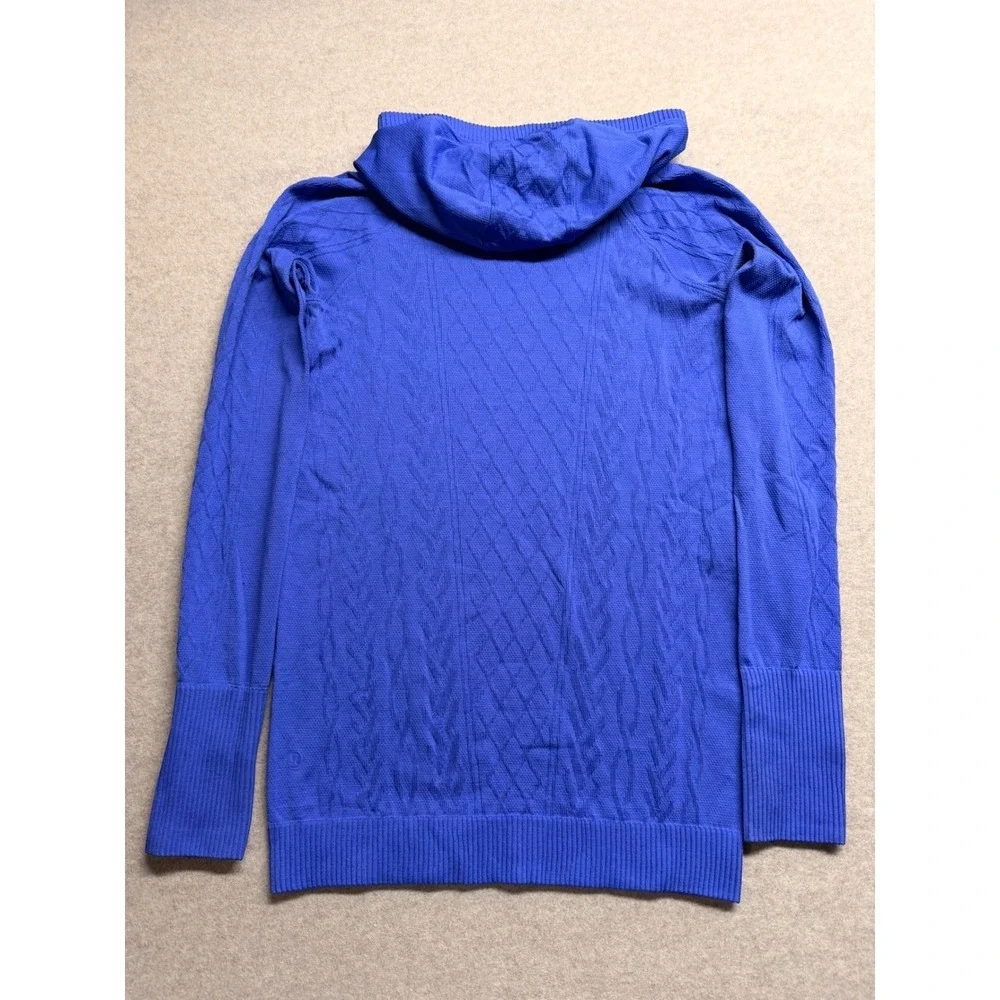 Lululemon Rest Less Hoodie Blue Jacquard Knit Seamless Pullover Sweater
